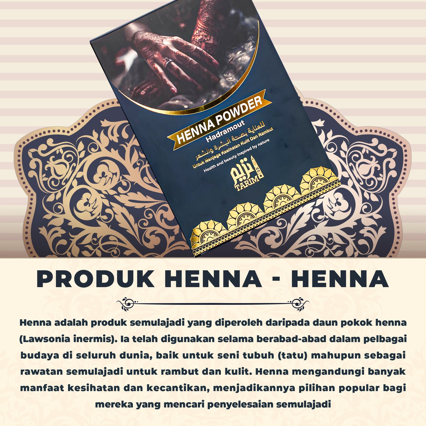 100% Natural Henna Powder (Serbuk Inai Asli) – Pure Herbal Hair Coloring & Conditioning Powder – Chemical Free