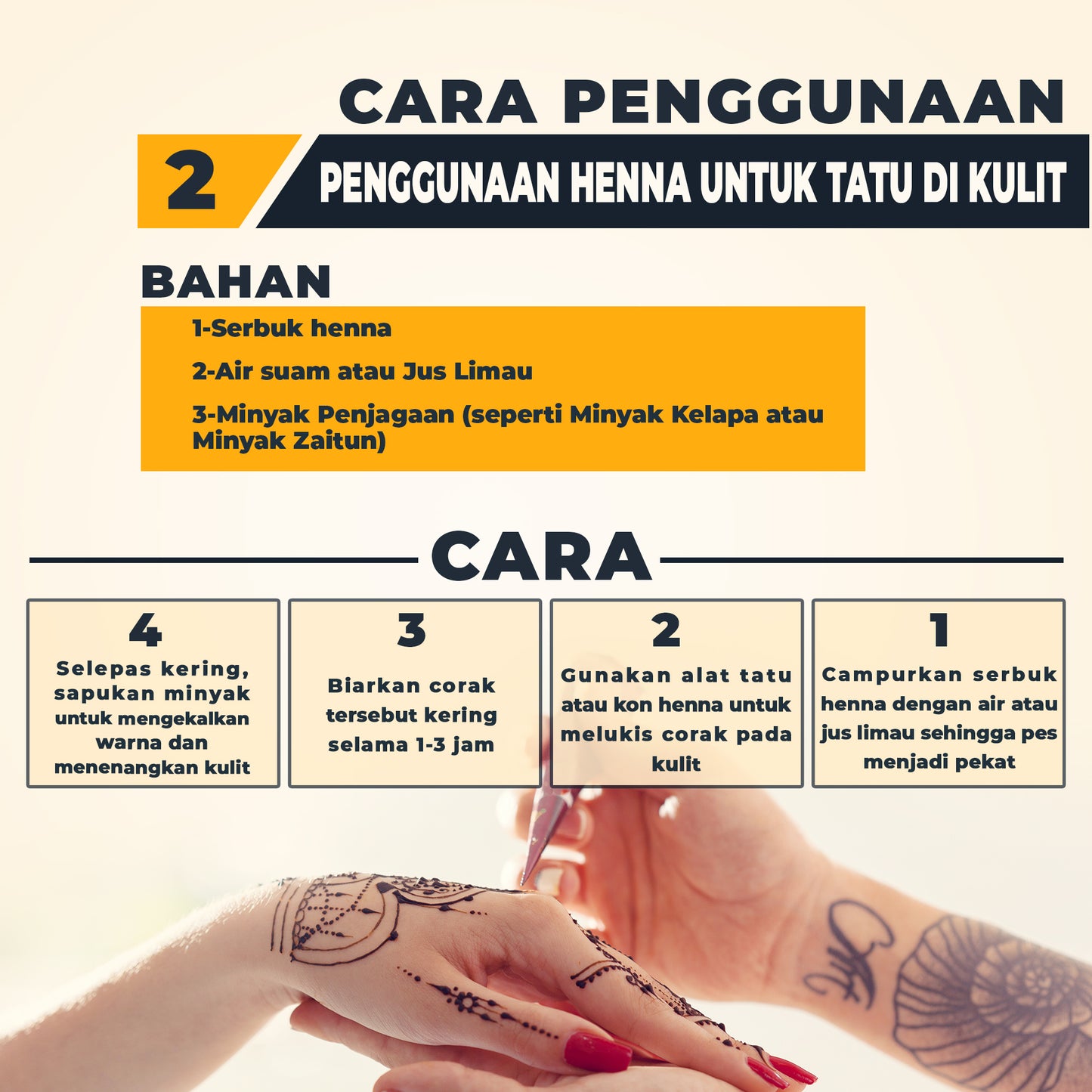 100% Natural Henna Powder (Serbuk Inai Asli) – Pure Herbal Hair Coloring & Conditioning Powder – Chemical Free